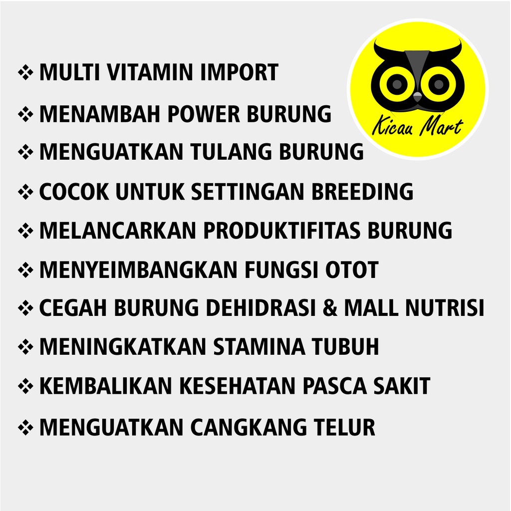 VITAMIN CALCILUX VERSELE LAGA OBAT BREEDING TERNAK PENGUAT TULANG PARUH BURUNG LOVEBIRD CALCILUX