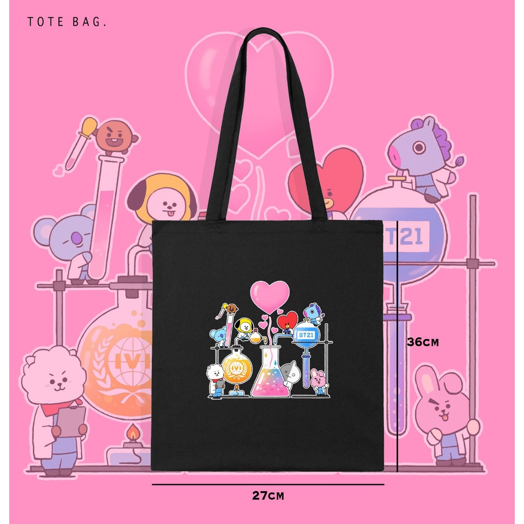 TOTE BAG WANITA KPOP BT21 / KANVAS BEST SELLER / KOREAN STYLE