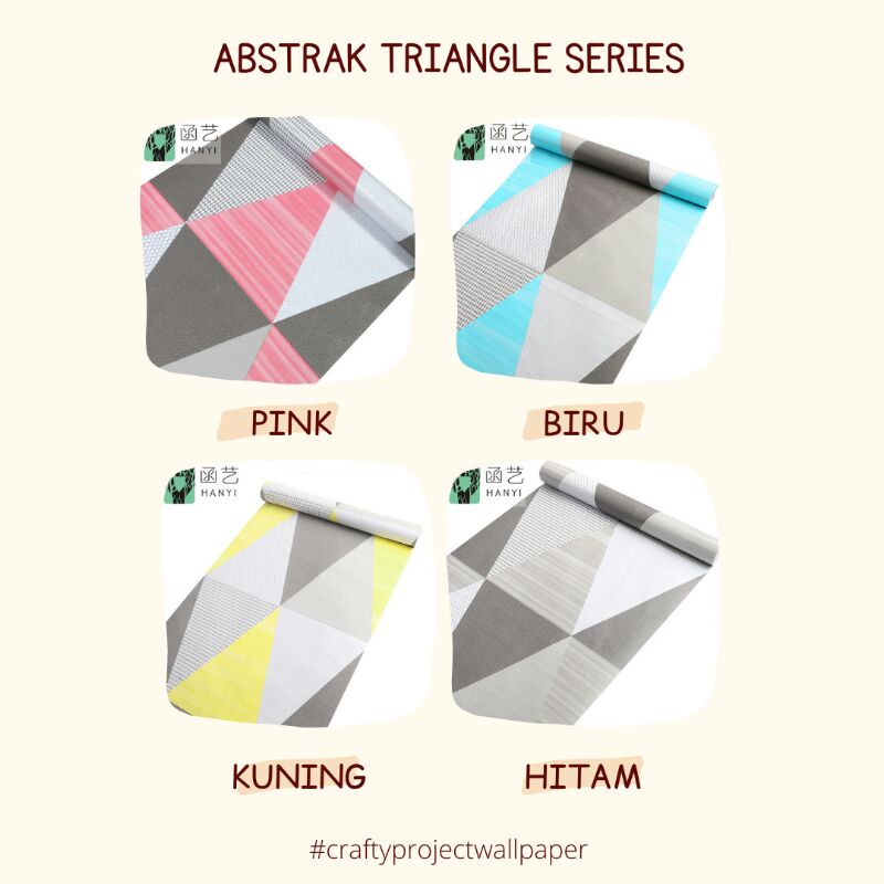 (READY SEMARANG) WALLPAPER DINDING STIKER ABSTRAK SEGITIGA 45cm x 10m