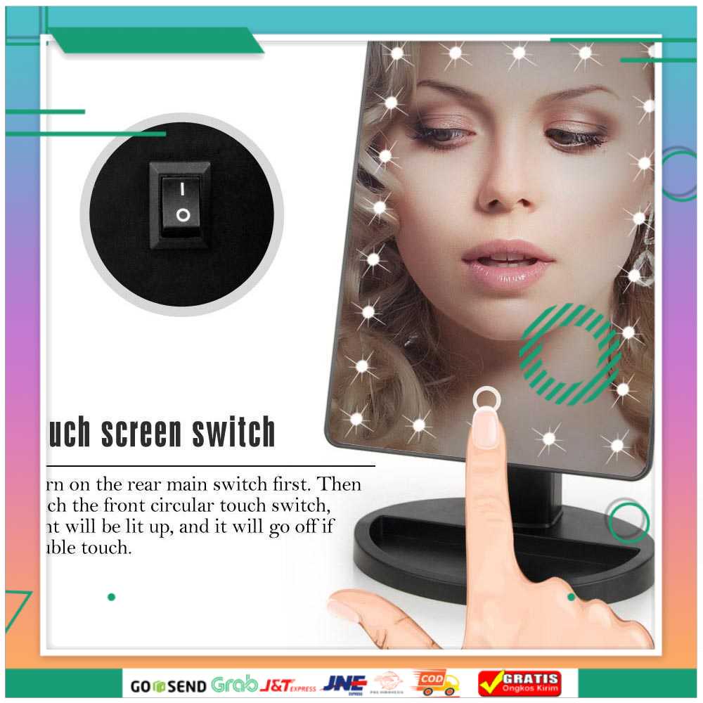 (BISA COD) FTIHSHP Cermin Makeup Mirror 22 LED Light - A3106