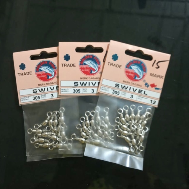 Barrel Swivel Nickel Kili Kili Pancing 305 Size 3 Golden Fish