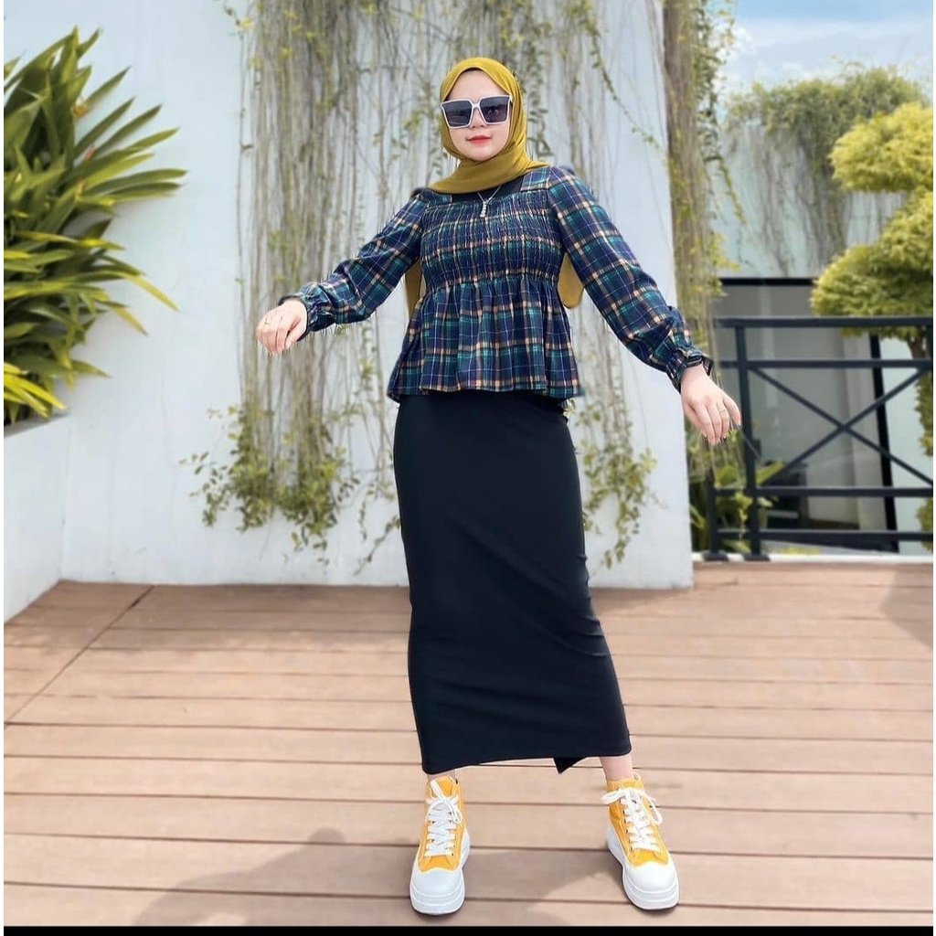 ROK SPAN TANPA BELAHAN // ROK PENCIL SPAN PANJANG SCUBA // ROK KERJA // ROK SPAN HITAM PANJANG