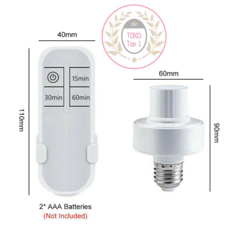 Fitting Lampu Remote Control Wireless E27 220V Socket 1 Set / Timer