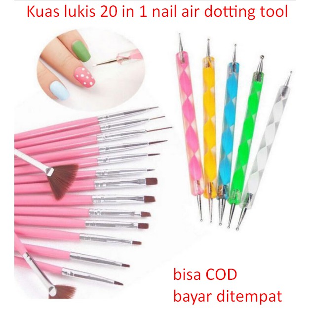 

Kuas lukis 20 in 1 nail air dotting tool 20 macam kuas