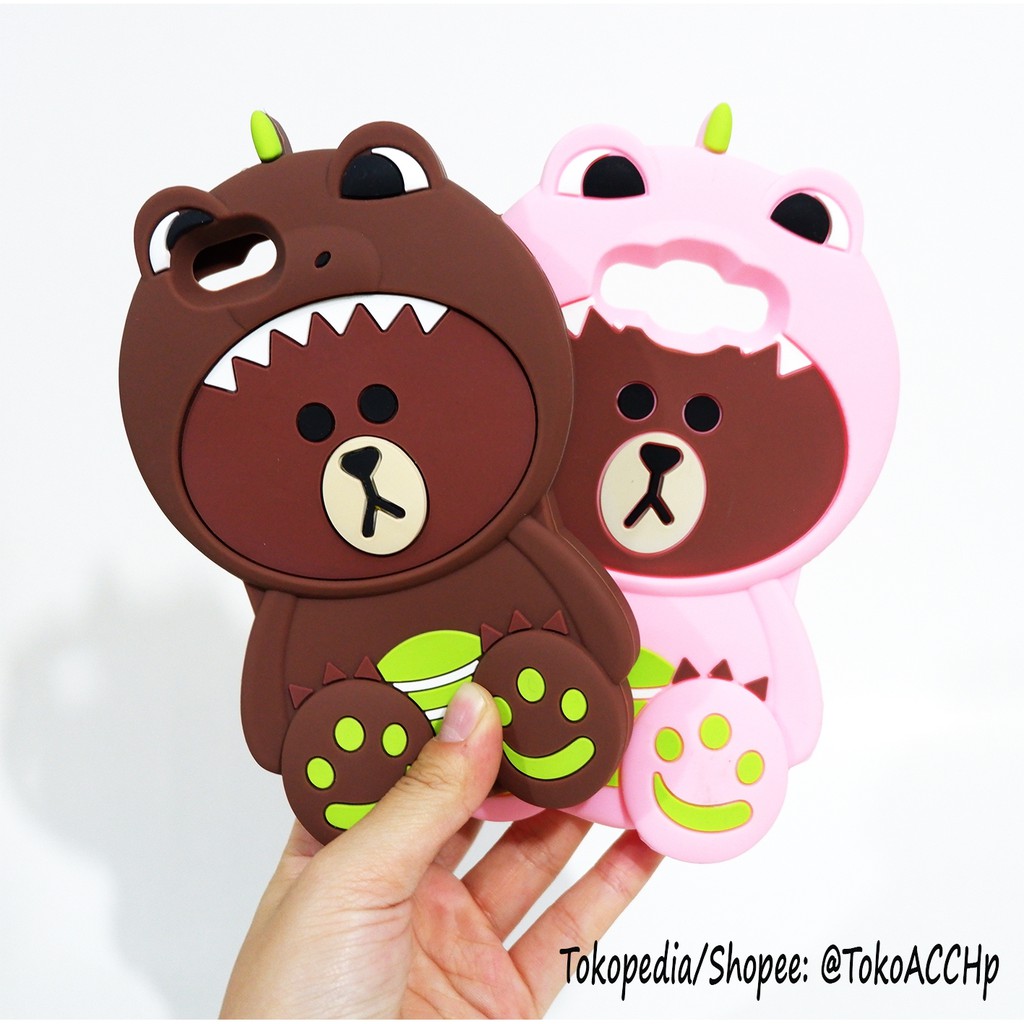 Silicon 3D Coklat dan Pink SAMSUNG  A3 2017 A5 2017 A7 2017 J5 PRIME Crocodile softcase boneka karakter lucu / silikon tebal karakter lucu / case anak anak warna biru / pelindung hp