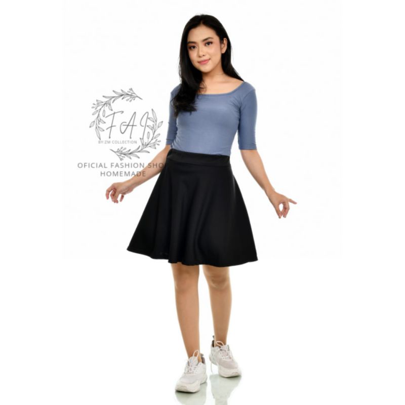 Rok Pendek Mayung Scuba / Rok Mini Scuba Polos /Midi Flare Skirt Scuba