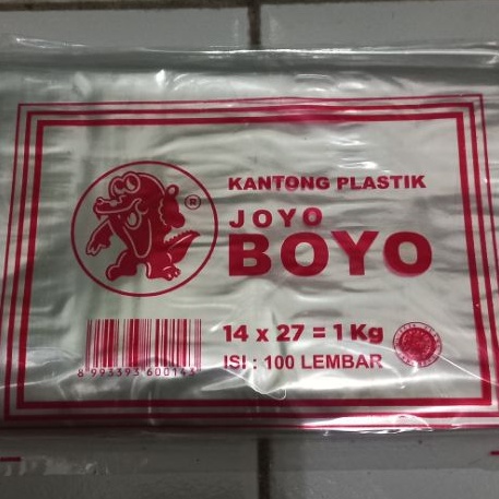 plastik boyo ukuran 1kg 14x27 bening