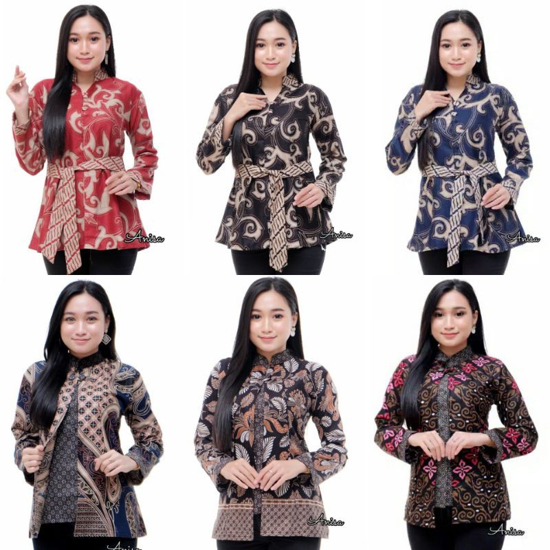 tey-17 Batik wanita ASJ SA HRB026 Kenongo Kemeja Tosca Pendek