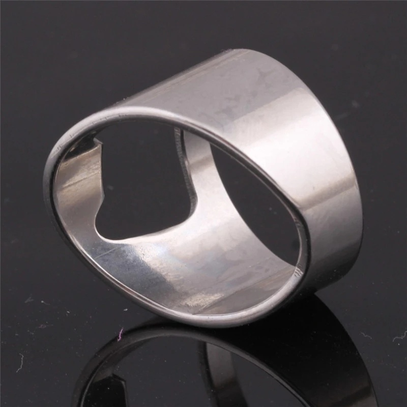 1pc Cincin Jari Pembuka Botol Multifungsi Bahan Stainless Steel Untuk Pria Dan Wanita