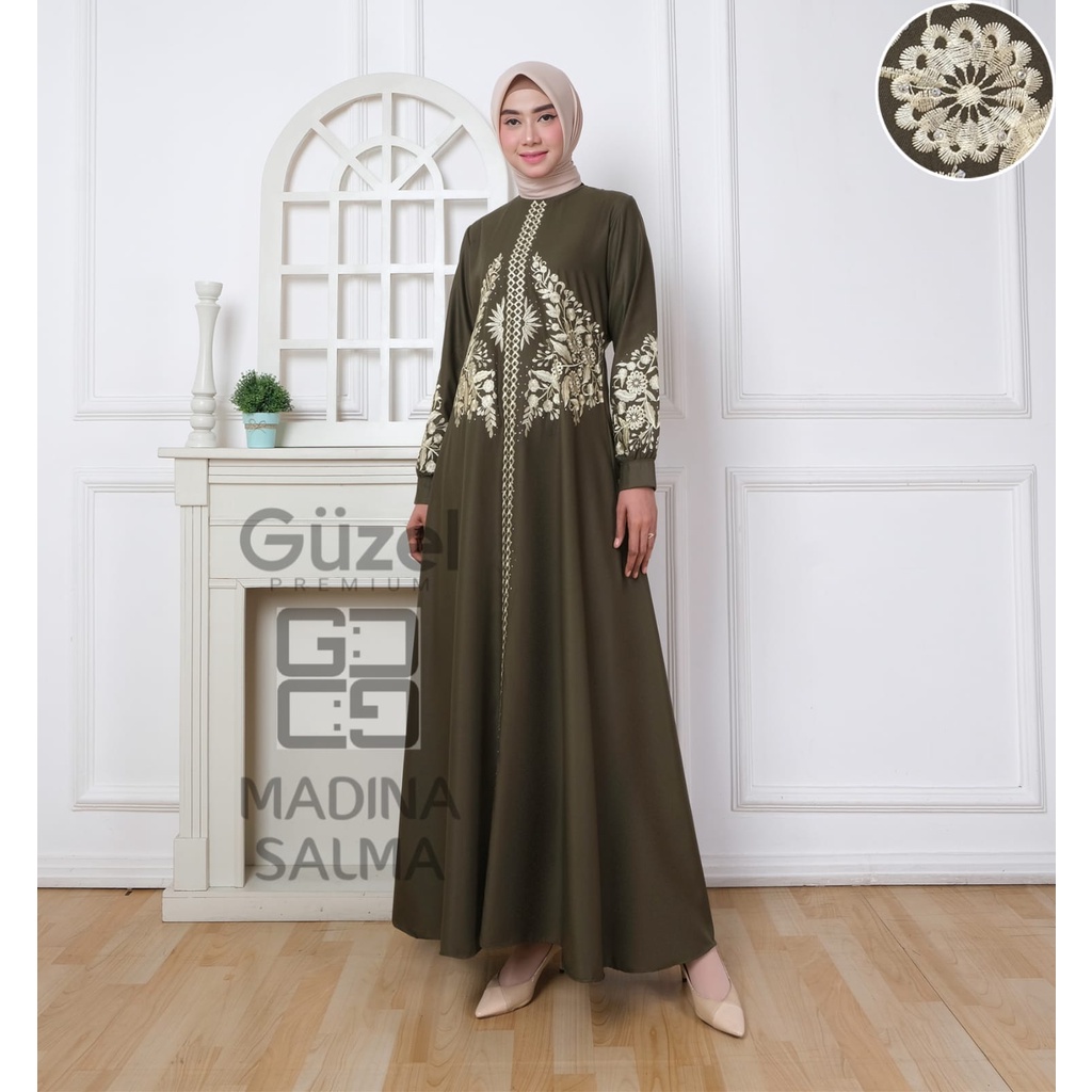 Gamis Madina Salma High Quality Dress Wanita Premium Import Terbaru // Gamis Toyobo Bordir Terbaru F