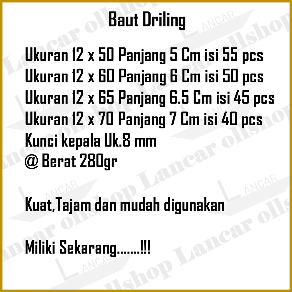 Baut Sekrup Skrup Baja Ringan Roofing Galvalum Driling Murah 2