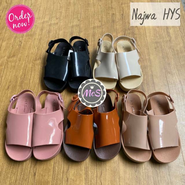 NAJWA Sandal  tali  jelly  karet tinggi 4cm merk HYS Shopee  