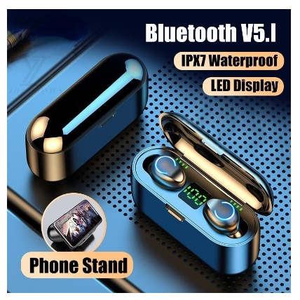 (COD) TWS F9-8 Headset Bluetooth 3500mah Power Bank with Mic 9D Bass Stereo Handset Water Proof Earb