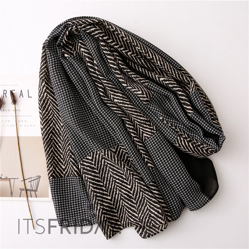 ITSFRIDAY SEA IN BLACK Scarf - Premium Pashmina Shawl Selendang Syal Pasmina Hijab Import Motif Clasic Black