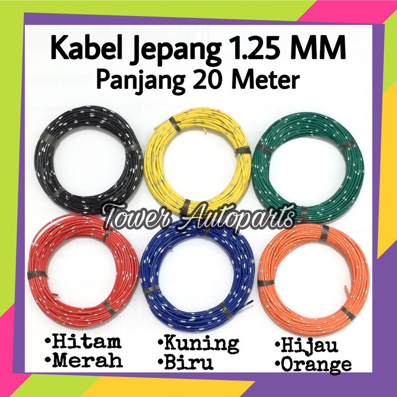 Kabel Bintik Jepang 1.25 MM / Kabel Body Lampu Mobil Motor Serabut Standart Astra 1.25 MM