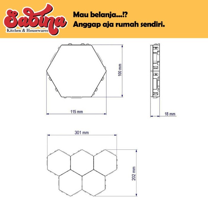 Dekorasi Lampu 3 PCS LED Hexagon Kekinian Murah Berkualitas Coquimbo