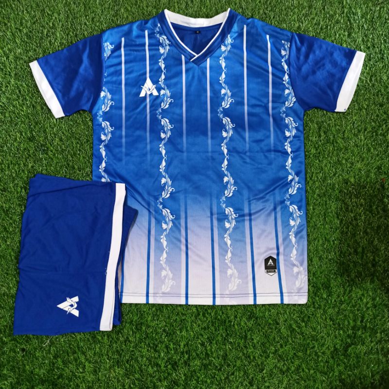 [ PRINTING ] STELAN JERSEY FUTSAL JERSEY BOLA POLOS NON APPAREL MOTIF Printing Biru Putih Motif Trop