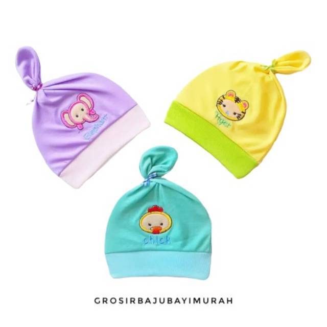 topi bayi BORDIR KUNCUNG perlengkapan bayi baru lahir