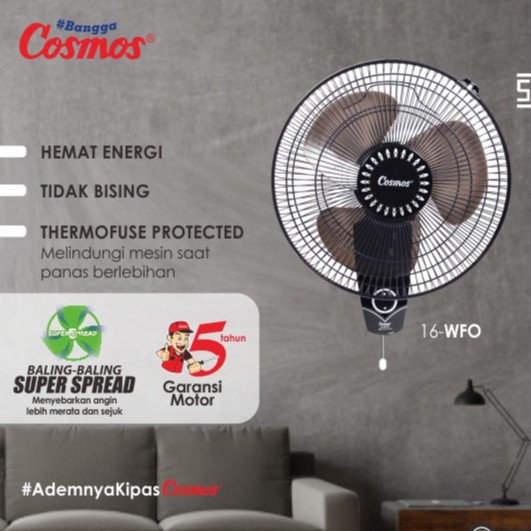COSMOS 16 WFO 16 inch KIPAS ANGIN DINDING/TEMBOK/WALLFAN 46W