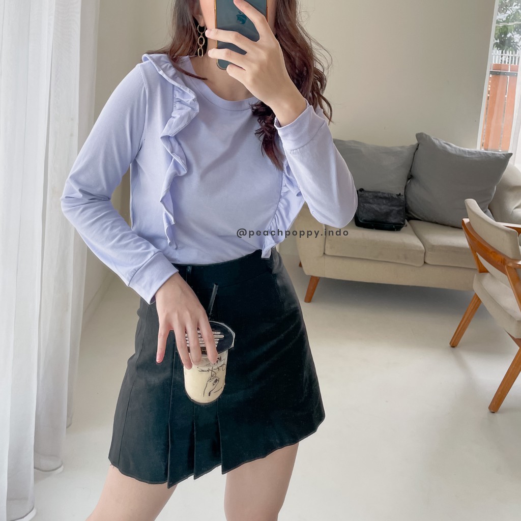 Peach Poppy Ayla Top - Atasan Wanita Kaos Lengan Panjang