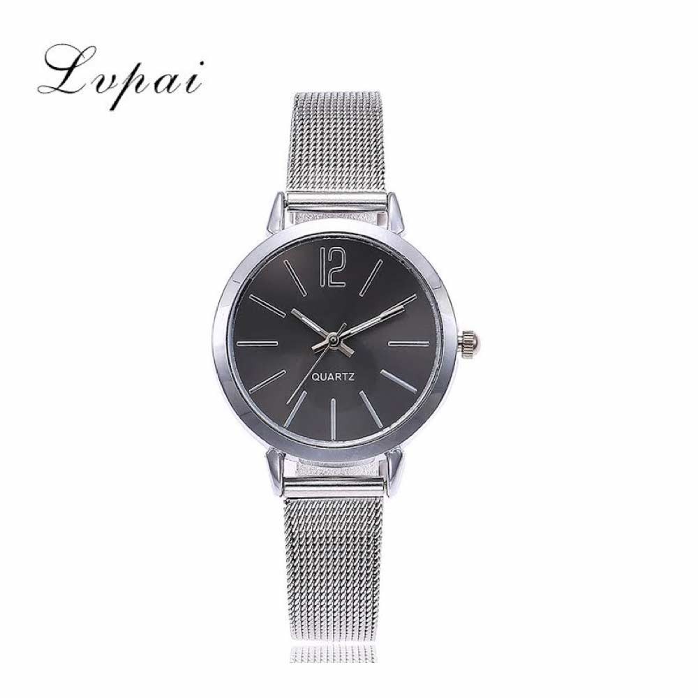 Lvpai [ Silver Black ] Jam Tangan Analog Wanita - Strap Stainless Steel HM_407