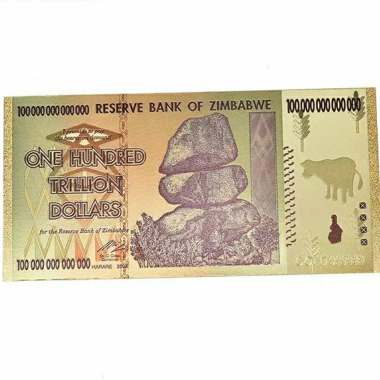 SOUVENIR UANG GOLD FOIL ZIMBABWE