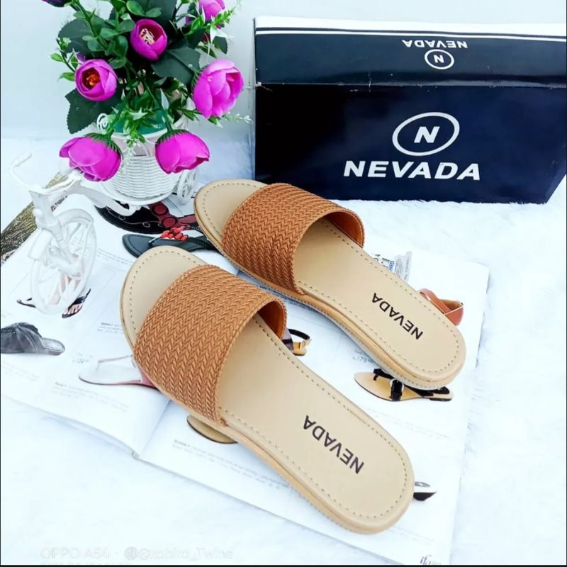 Sandal Flat Rajut Wanita trendi-Sandak Teplek rajut murah Kekinian