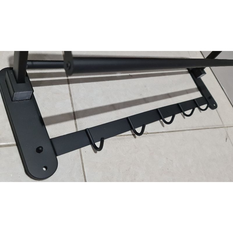 Rak handuk 5 baris lipat hitam / full stainless SUS304 anti karat PROMO