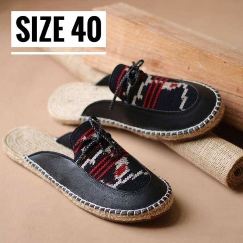 SANDAL ESPADRILLES, ESPADRILLES KOMBINASI TENUN NTT, ESPADRILLES MURAH, SANDAL ETNIK, ESPADRILLES CA