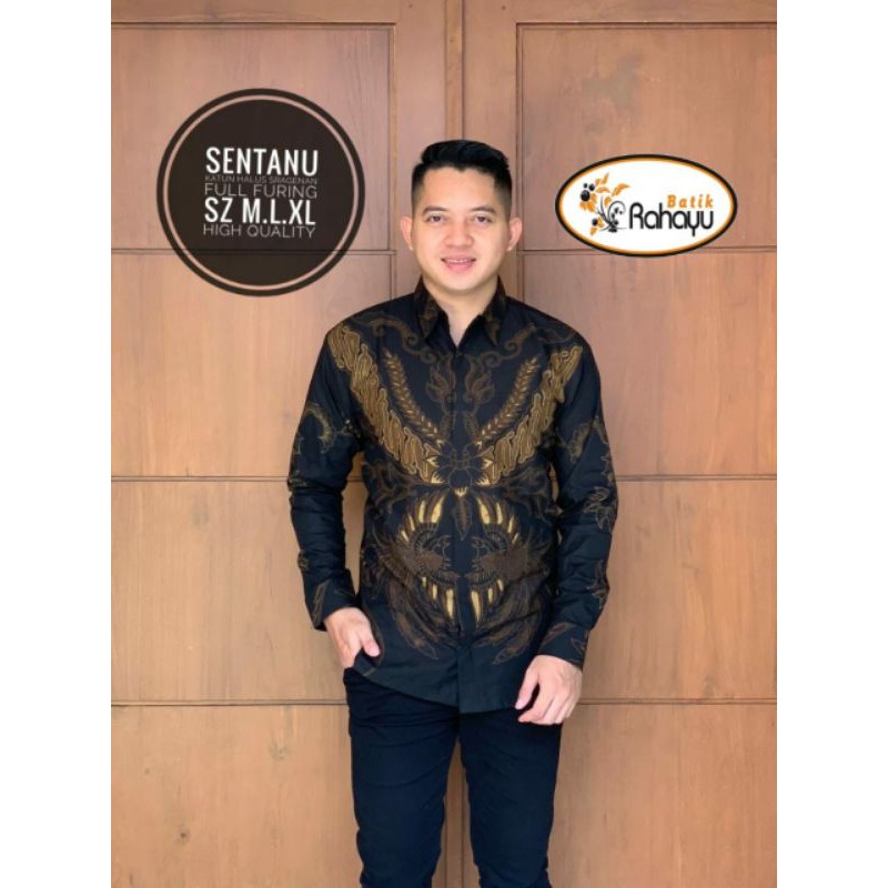 Kemeja Batik Lengan Panjang Pria Batik Pria Hitam Lengan Panjang SENTANU