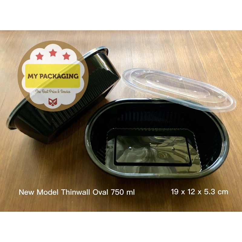 NEW Thinwall HITAM 750 ml OVAL Container Microwaveable 750ml