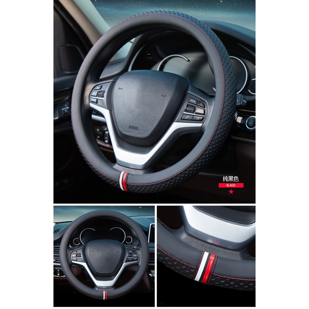 MOTIF BINTANG Sarung Cover Stir Setir Mobil Sport Kulit Sintentis Premium