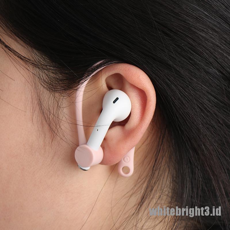 &lt; White3 &gt; 1 Pasang Strap Holder Earphone Wireless Bluetooth Anti Hilang Untuk Airpods