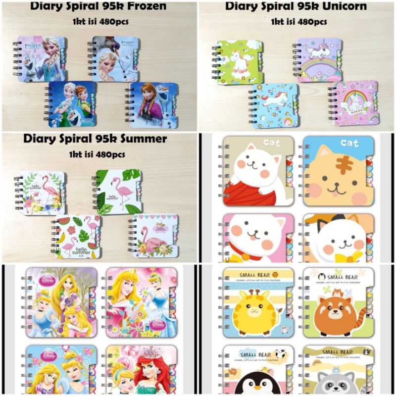 

Buku Diary Spiral Kartun Korea Animals Frozen Princess LOL 95K ( 9,5 CM X 8,5 CM)