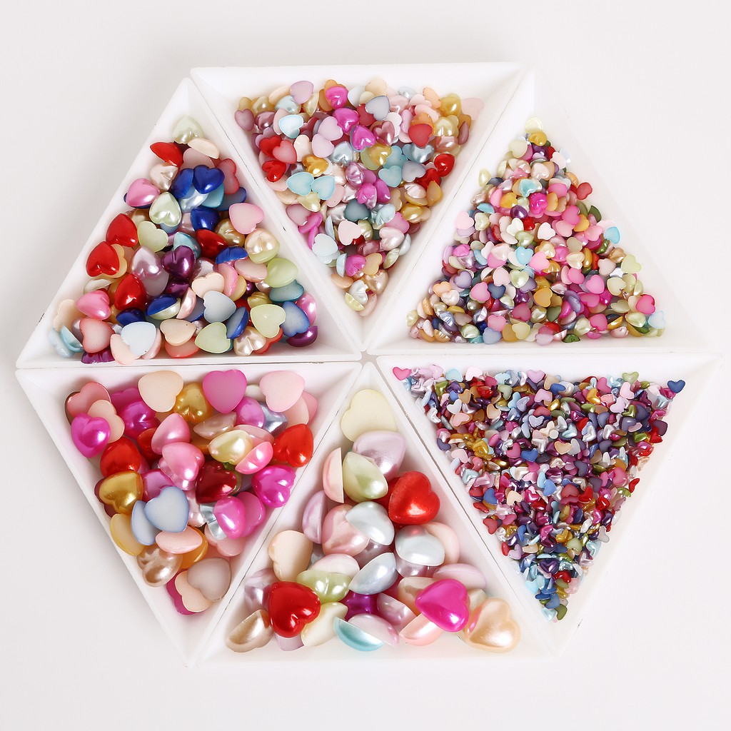 50/300 pcs 3-14 mm Random Mixed Color ABS Imitation Pearl Plastic Half Pearl Flatback Heart Beads For DIY Bracelets Headwear Jewelry Findings Flatback Heart Shape Imitation Pearls Loose Beads For DIY Scrapbook Decoration Craft Making