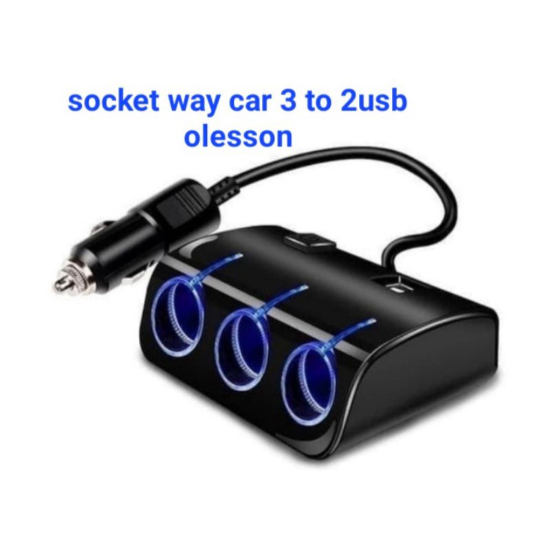 socket way car/colokan roko charger usb Olesson 12-24v 5v 1,2A 3 to2 usb