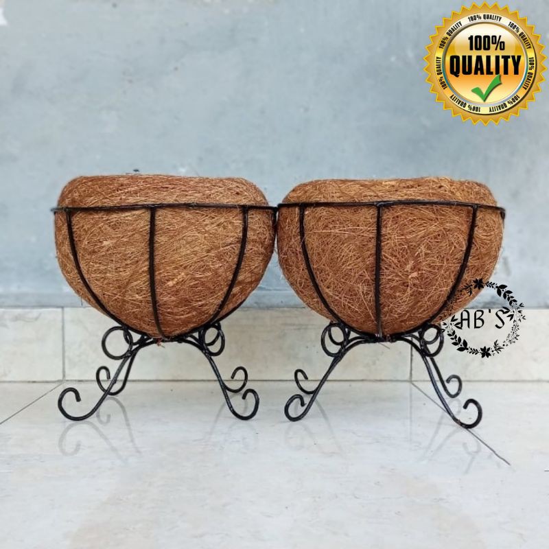 POT MEJA BESI pot bulat sabut kelapa | standing pot | pot aggrek bulan tempel gantung murah