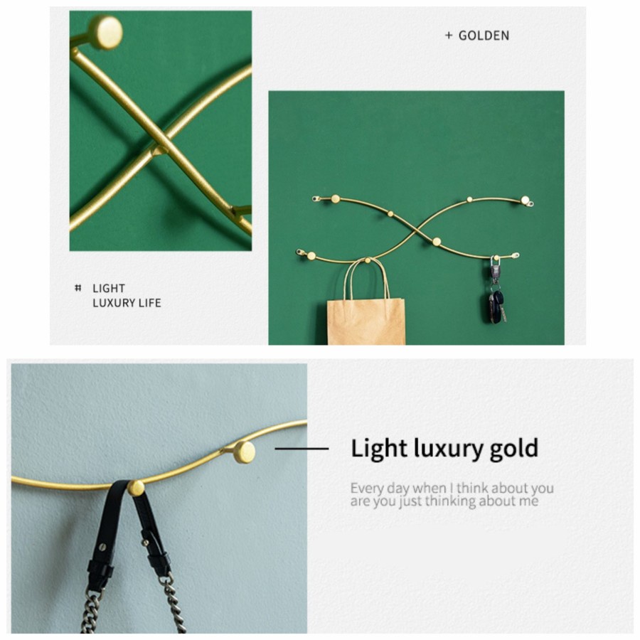 TBI Gantungan Dinding Luxury Wall Hanger Hook Gold &amp; Black Hiasan Dinding