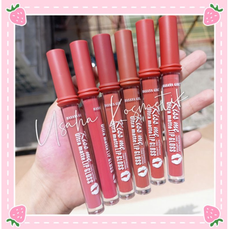 PROMO PER6PC!! LIPGLOSS HASAYA GIRL ULTRA MATTE KISS ME NUDE LONGLASTING JH3759