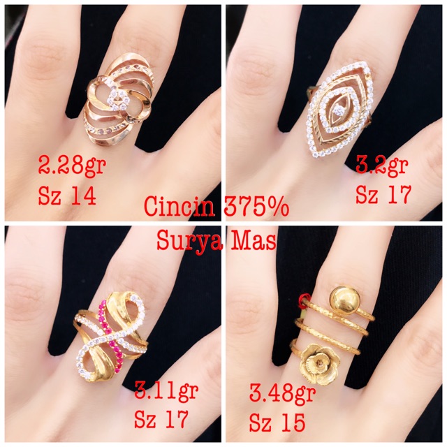 Cincin emas asli kadar 375%