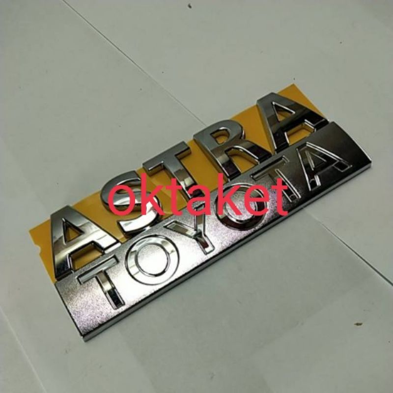 emblem logo tulisan Astra Toyota chrome