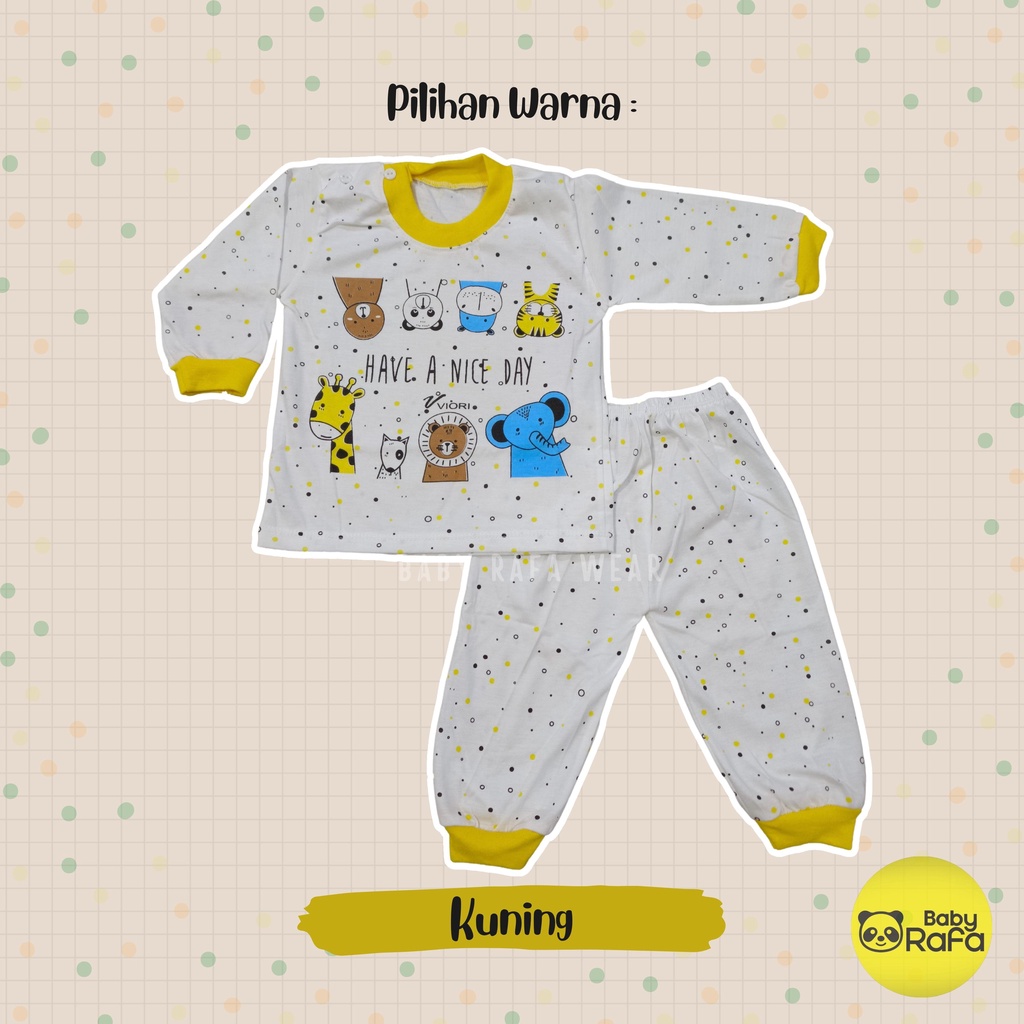 Setelan Piyama Baju Bayi Panjang 3 - 18 Bulan merk VIORI motif Have A Nice Day