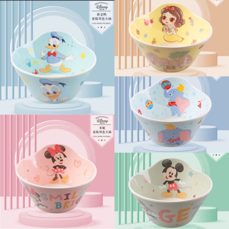 Piring mangkok gelas melamin Original Food Grade Mickey Minnie Donald Dumbo Princess