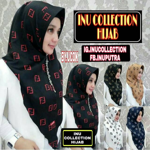 Hijab instan fendy jilbab kerudung anqueela hoodie pendi pendy fendy fendi