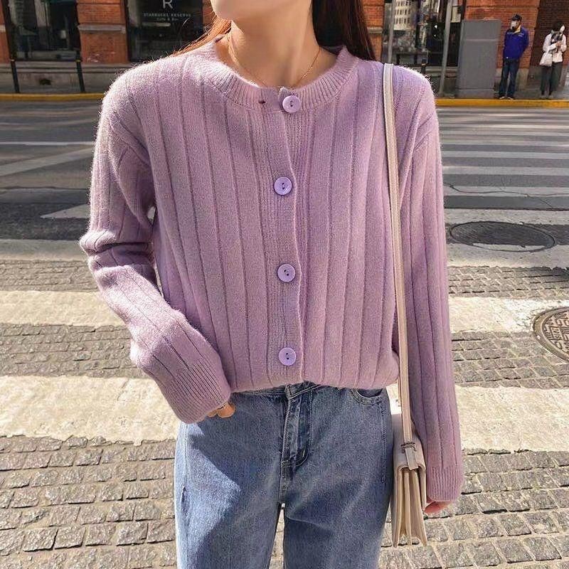 IMPORT WOMAN TEEN STRIPES KNIT CARDIGAN KARDIGAN WANITA RAJUT MANTEL JAKET MUSIM DINGIN