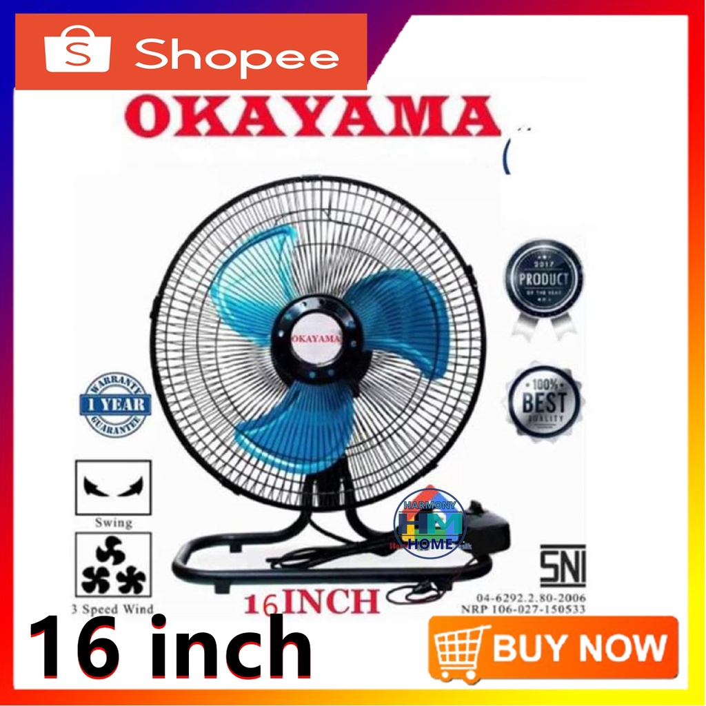 Okayama Kipas Angin Tornado Besi Zize 12 inch Model 2 in 1 Floor - Wall Fan