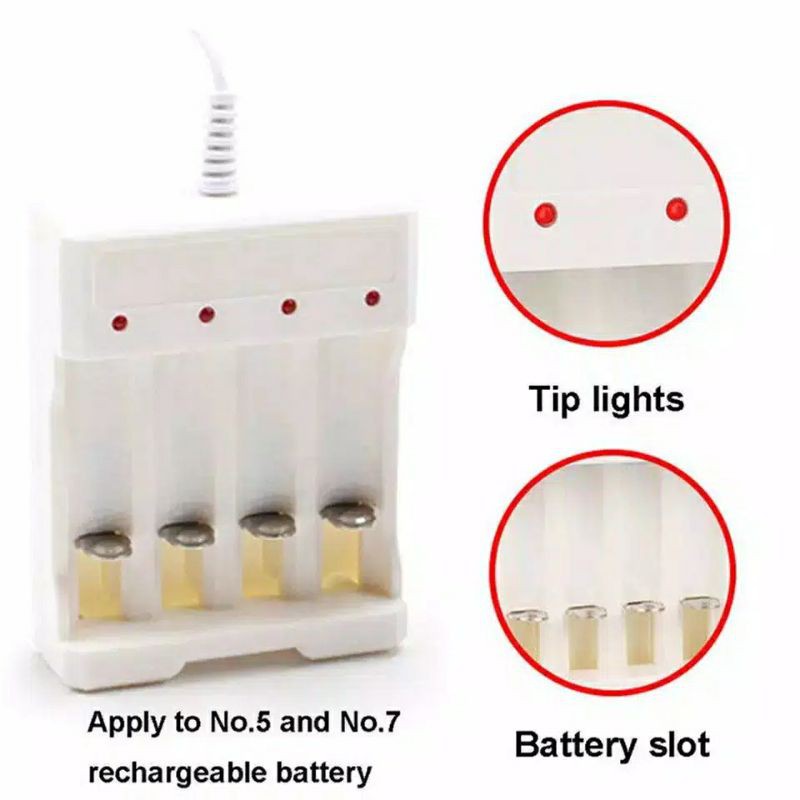 charger baterai aa aaa 4 slot indikator lampu - casan batre aa aaa