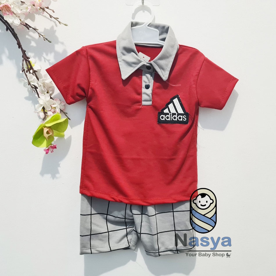 [RS-019] Baju Bayi | Stelan bayi kerah | setelan bayi karakter 3-12 bulan | baju bayi laki laki