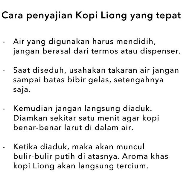

[KODE IEGZU] Kopi Liong Mini , Kopi Tanpa Gula 8gr ( 1 pack isi 30scht x 8gr ) Kopi Legend Bogor