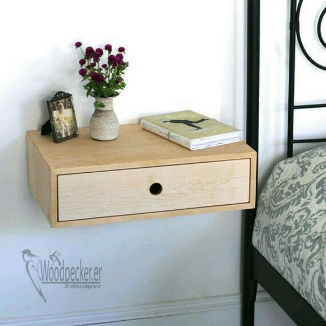 Rak Dinding Nakas Floating Nightstand Single Drawer Series Shopee Indonesia